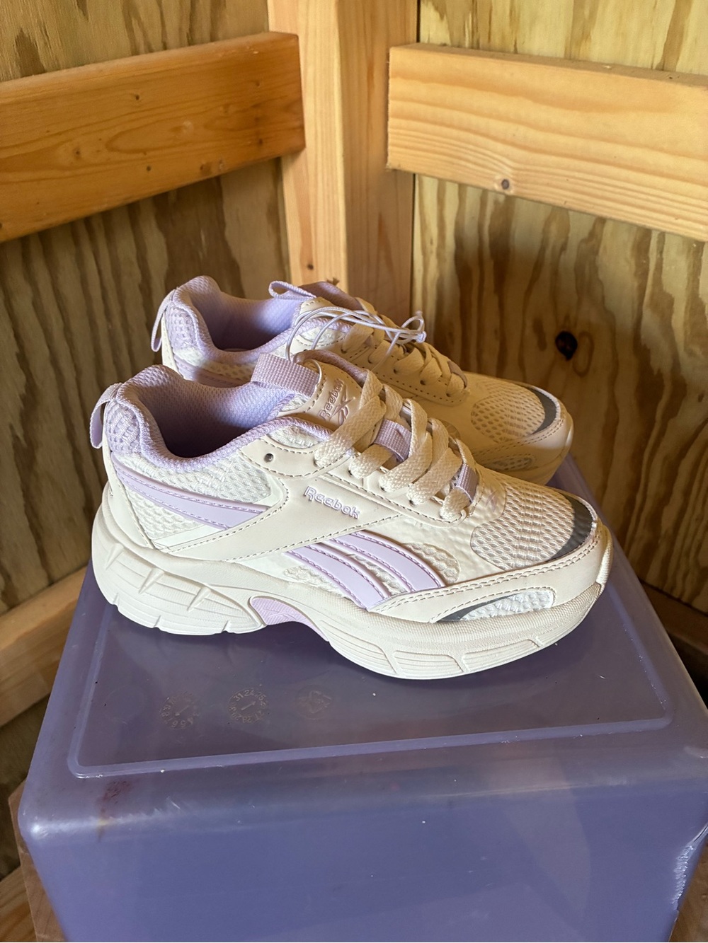 Reebok Cream & Lavender Athletic Sneakers